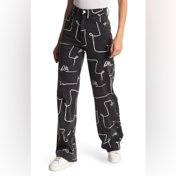 WeWoreWhat Denim - We Wore What Scribble Print Black High Waist Jeans